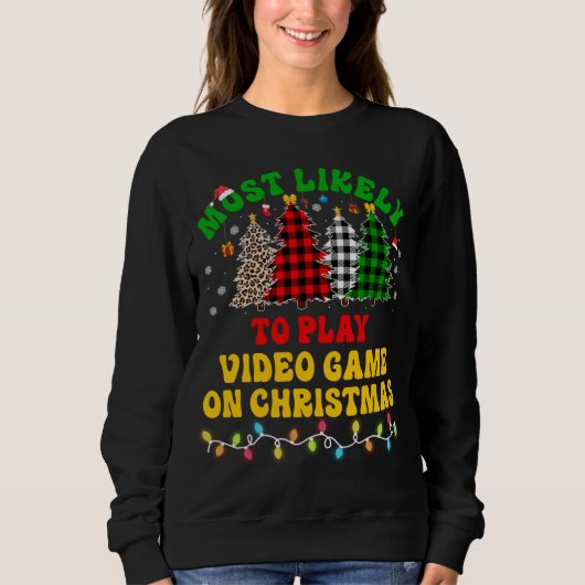 のおもしろいビデオゲー遊ムに最も近いクリスマス スウェットシャツ (正面)