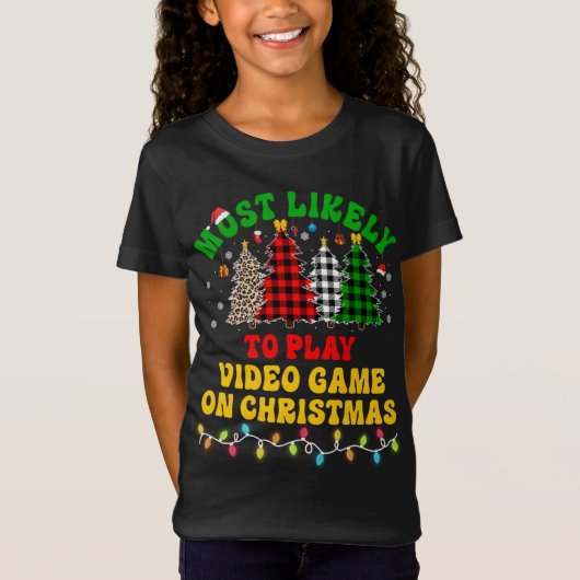 のおもしろいビデオゲー遊ムに最も近いクリスマス Tシャツ (正面)
