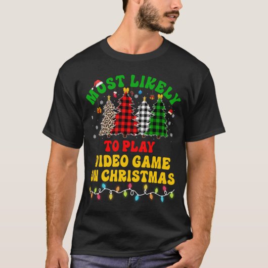 のおもしろいビデオゲー遊ムに最も近いクリスマス Tシャツ (正面)