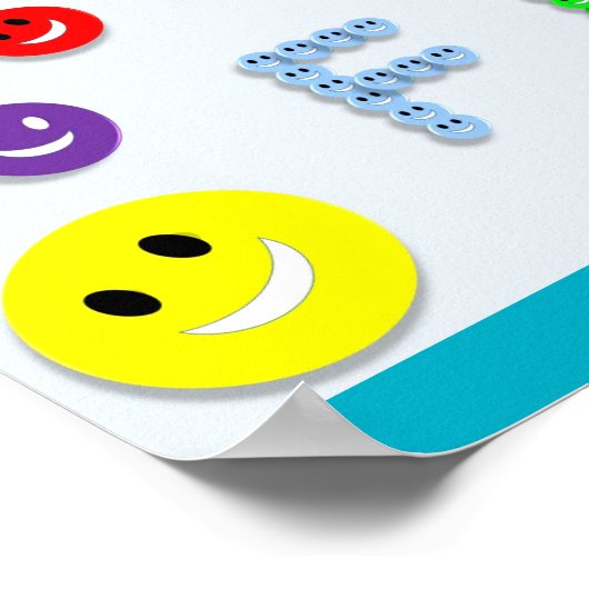 のおもしろい学ハッピー顔教育学校のモットー ポスター (角)