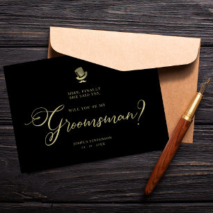 のおもしろい結婚Groomsman Minimalist Proposal Card
