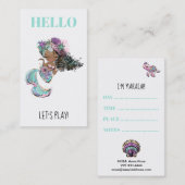 *~*のお母さんカード-演劇の日付のグリッターの人魚こんにちは 名刺 (正面/裏面)