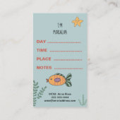 *~*のお母さんカード-演劇の日付カードの人魚のヒトデ 名刺 (裏面)