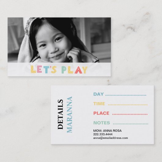 *~*のお母さんカード-演劇の日付カードは写真を着色します 名刺 (正面/裏面)