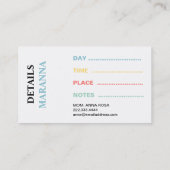 *~*のお母さんカード-演劇の日付カードは写真を着色します 名刺 (裏面)