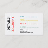 *~*のお母さんカード-演劇の日付カードは恐竜を着色します 名刺 (裏面)