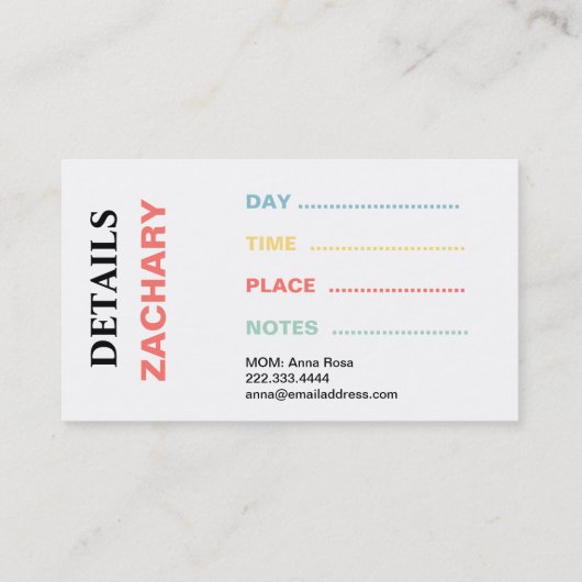 *~*のお母さんカード-演劇の日付カードは恐竜を着色します 名刺 (裏面)