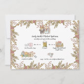 のお洒落結婚ドードル手書きタイムライン 招待状 (正面)