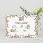 のお洒落結婚ドードル手書きタイムライン 招待状 (スタンド正面)