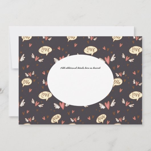 のお洒落結婚ドードル手書きタイムライン 招待状 (裏面)