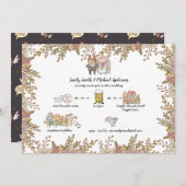 のお洒落結婚ドードル手書きタイムライン 招待状 (正面/裏面)