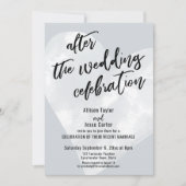 のお祝い結婚の後にグレーの白ハート 招待状 (正面)