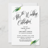 のお祝い結婚スクリプトと緑の後 招待状 (正面)