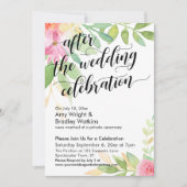 のお祝い結婚水の色の花の後 招待状 (正面)