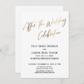 のお祝い結婚金ゴールドアシンプルクセント後 招待状 (正面/裏面)