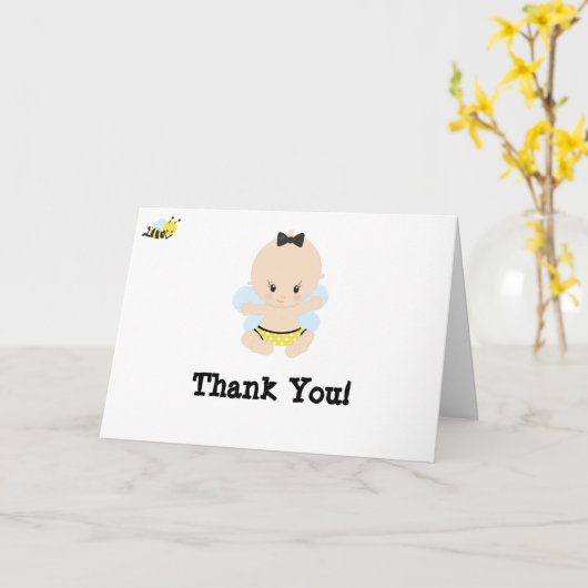 *~*のかわいいベビーの蜂の男の子のベビーシャワーは感謝していしています カード (黄色い花)