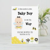 *~*のかわいいベビーの蜂の男の赤ちゃんのシャワーの招待状 招待状 (スタンド正面)