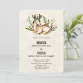 のかわいらし下に敷かれた水の色の鹿結婚の数 招待状 (スタンド正面)