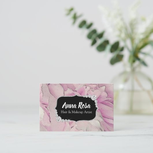 *~*のきらきら光るなピンクのラベンダーの美しいの芸術家のダイヤモンド 名刺 (スタンド正面)