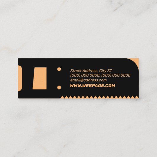 のこぎりの形が黒に覆われています スキニー名刺 (裏面)