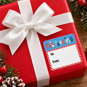 のぞかないでキュートな子供向けクリスマスギフトタグ スクエアシール