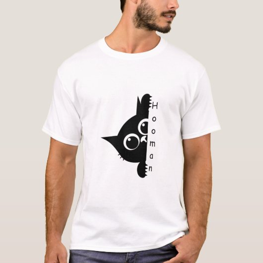 のぞきこむネコ人間 Tシャツ (正面)