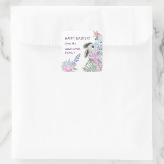 のぞきウサギの花束 イースター スクエアシール (バッグ)
