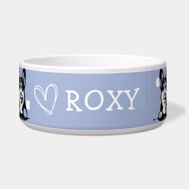 のぞきコーギー カスタマイズ ブルー テーマ ボウル (正面)