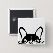 のぞきフランスのブルドッグ 缶バッジ (正面&裏面)