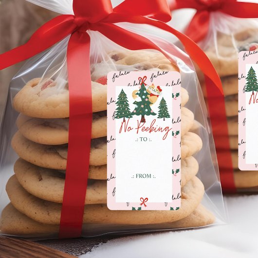 のぞき猫クリスマスツリーピンク ラベル