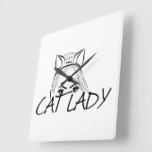 のぞき猫レディ スクエア壁時計 (傾斜)