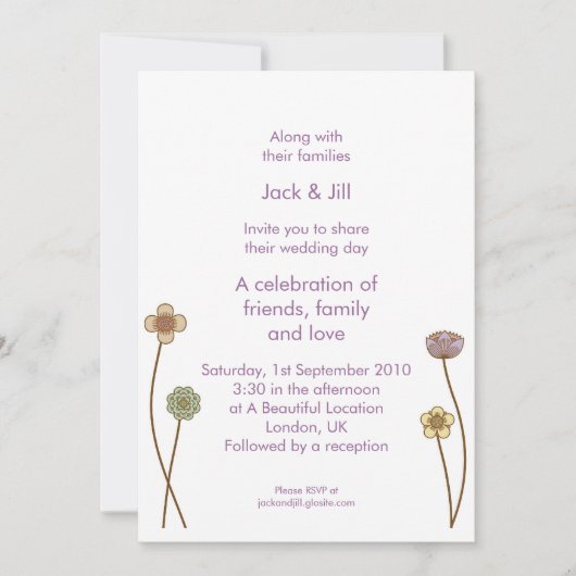 のぞき花(白) 5x7 招待状 (正面)