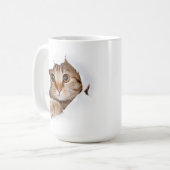 のぞき見する猫 – 笑えるかわいいマグカップ コーヒーマグカップ (正面左)
