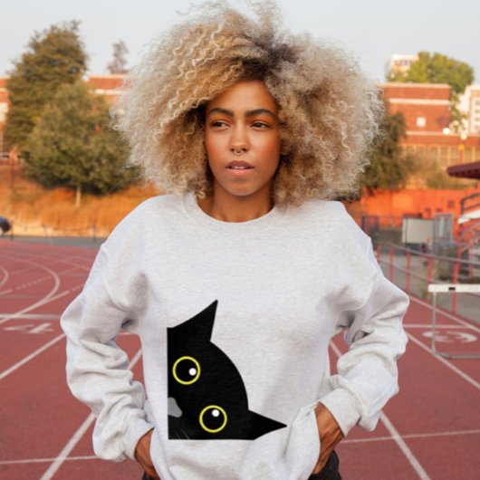 のぞき見する黒猫の好奇心Tシャツ Tシャツ