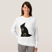 のぞき見する黒猫の好奇心Tシャツ Tシャツ (正面フル)