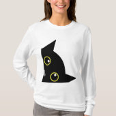 のぞき見する黒猫の好奇心Tシャツ Tシャツ (正面)