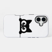 のぞき見する黒猫 iPhone 16ケース (裏面横)