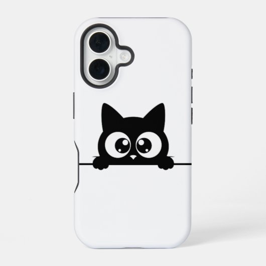 のぞき見する黒猫 iPhone 16ケース (裏面)