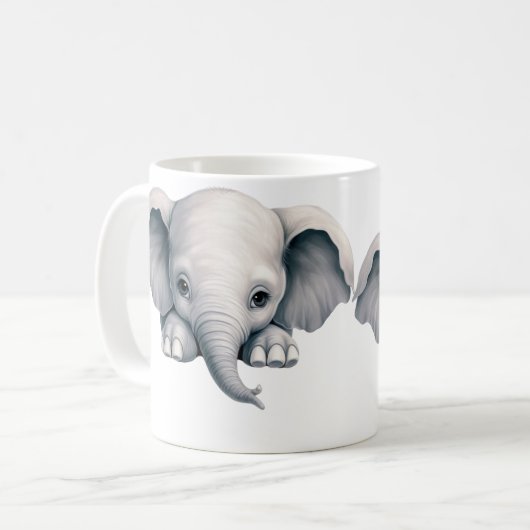のぞき見るゾウ コーヒーマグカップ (正面左)