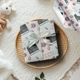 「のぞき見る」性別超音波赤ちゃんシャワー ラッピングペーパー