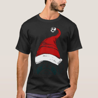 のぞき見パグのスケッチ!赤いサンタ帽子のクリスマスパグ Tシャツ