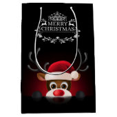 のぞき見ルドルフ ブラック クリスマス ギフトバッグ (正面)