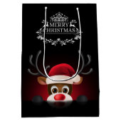 のぞき見ルドルフ ブラック クリスマス ギフトバッグ (裏面)