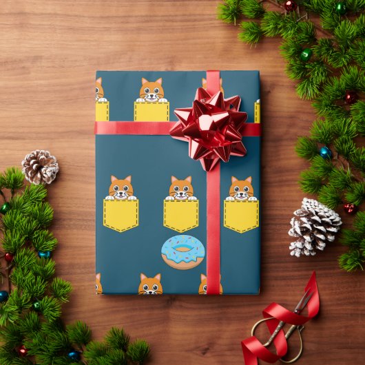 のぞき見猫と青いドーナツ ラッピングペーパー (クリスマスギフト)