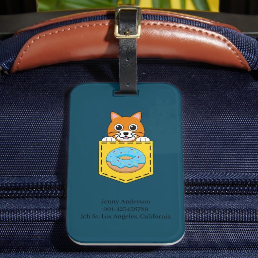 のぞき見猫と青いドーナツ | 名前入れ ラゲッジタグ (正面インサイチュ2)