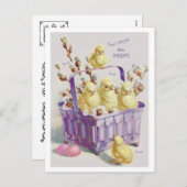 "のぞき見"のイースターバスケットのひよこ忘れないで下さい シーズンポストカード (正面/裏面)