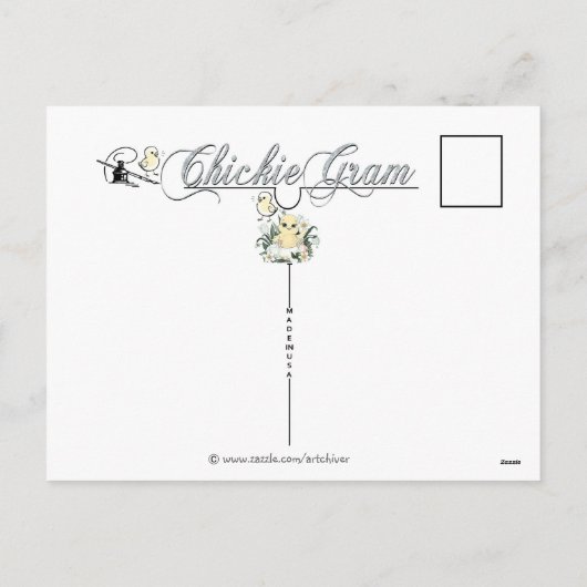 "のぞき見" CHICKIEのグラムのイースターバスケット忘れないで下さい シーズンポストカード (裏面)