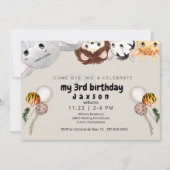 のぞき読み動物風船少年の誕生日パーティー 招待状 (正面)