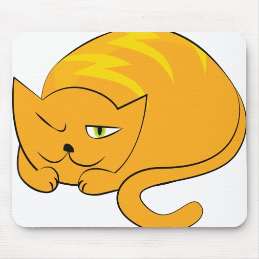 のぞき込むオレンジ色の猫 マウスパッド (正面)