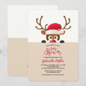 のぞき込むトナカイ 招待状 (正面/裏面)